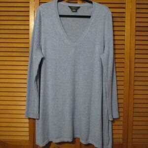 Michel Studio sweater V neck soft lightweight light blue tunic size 3x